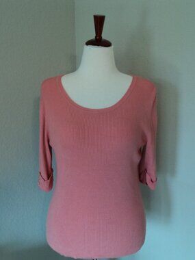 Women's Peach Colored Pull Over Crew Top Sweater